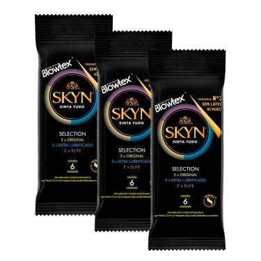 Imagem de Kit 3 Preservativo Blowtex Skyn Selection 6 Unidades