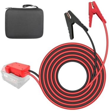 Imagem de Grampos de cabo jumper para partida de bateria Milwaukee M18 18 V, cabo jumper de bateria de carro 8AWG de 5,90 pés com adaptador, cabo de impulsionador de bateria automotiva para ferramentas usadas