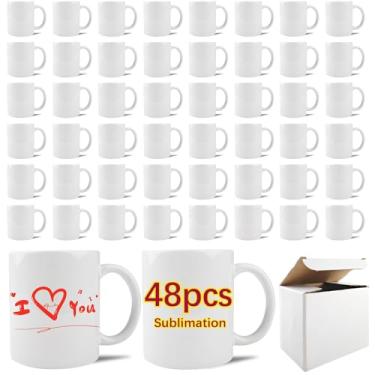 Imagem de LaiHiulaan Pacote com 48 canecas de sublimação de 325 ml em branco produtos a granel xícara de café com alça EUA WAREHOUSE tazas para copos de café de sublimação de 325 ml para caneca de sublimação