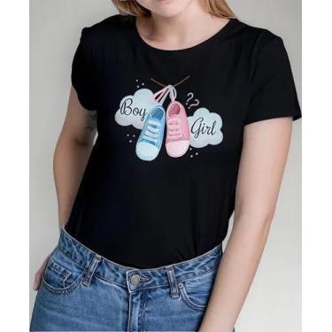 Imagem de Camiseta Camisa Adulto Feminina Masculina Algodão Chá Revelação Boy ou