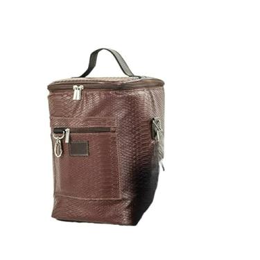 Imagem de Bolsa TéRmica Para 4 Garrafas Ou 2 Garrafas + 2 TaçAs - Ideal Para Vinho, Cerveja, Gin E Champanhe, Wine Bag Cooler Com EspaçO Para TaçAs(CROCO MARROM)