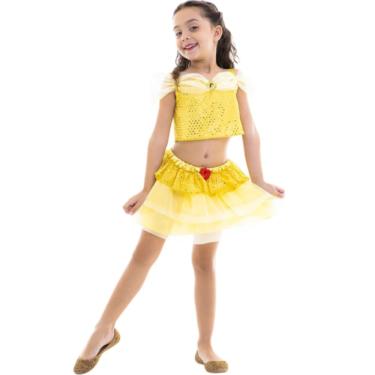 Imagem de Fantasia Princesa Bela Cropped e Saia Carnaval Festas