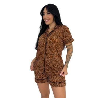 Imagem de Pijama Americano Manga Curta com Gola e Short Estampado - c11 PIJAMA A