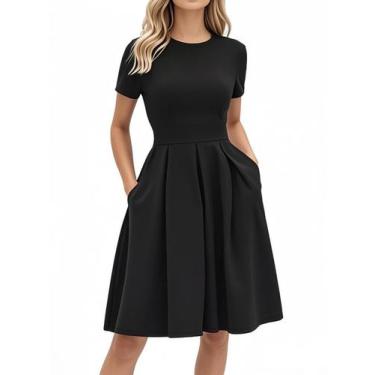 Imagem de Vestido Oxiuly Vintage Preto para Mulheres Wedding Guest Retro S253