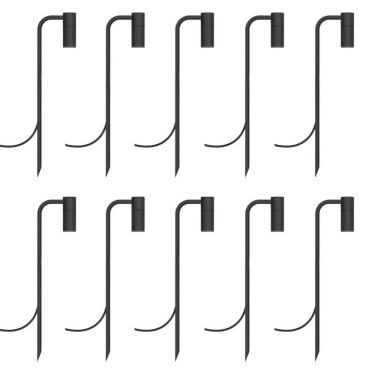 Imagem de Kit 10 Espetos Luminária Chão Balizador De Jardim Preto 50Cm