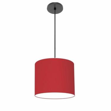 Imagem de Lustre Luminária Pendente Vivare Free Lux Pe-4105pr Cúpula Em Tecido 20x22cm Bordo Canopla Preta E Fio Preto