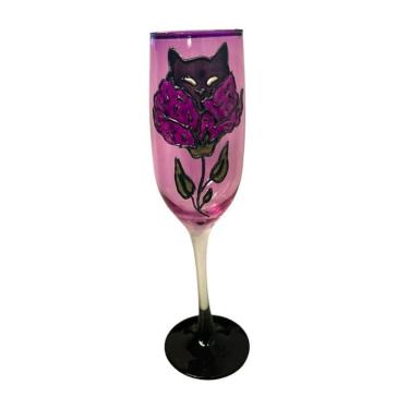 Imagem de Taça Pomba Gira Roxa Gato Flor Maria Mulambo Cristal 150Ml