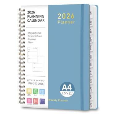 Imagem de Agenda 2026 – Agenda semanal e mensal com encadernação espiral, janeiro de 2026 a dezembro de 2026, capa dura 2026, agenda agenda com abas, bolso interno, perfeita para escritório, casa, material