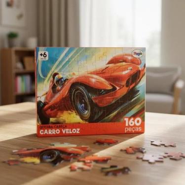 Imagem de Quebra Cabeça Infantil Carro Veloz 160 Peças Educativo - Mini Toys