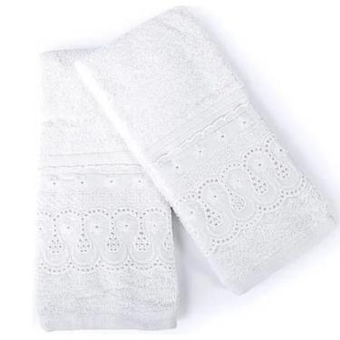 Imagem de Kit 2 Toalhas De Mão Boca Rosto Social Lavabo Cristal Renascença 100 A