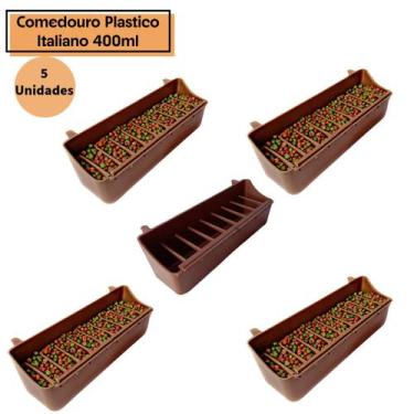 Imagem de Kit 5 Comedouros Plastico Italiano Grande 400ML - Calopsitas e Passaro