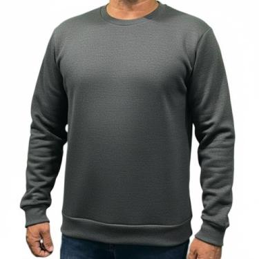 Imagem de Moletom Masculino Gola Careca Lisa Grosso Flanelado Algodão toqref, Ch