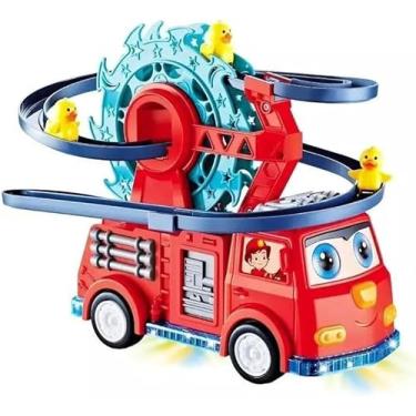 Imagem de Caminhão de Bombeiro com Pista para 6 Patinhos - Brinquedo Interativo Infantil