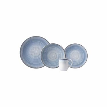 Imagem de Serviço de 16 peças com Bowl Multiuso e Caneca em Porcelana, Modelo Redondo Oca, Decoração Esfera Azul Celeste, Porcelana Schmidt