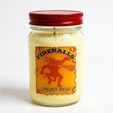 Imagem de Fireballs vela de uísque canela ~ Vela de cera de soja premium totalmente natural ~ Vela de paródia ~ Altamente perfumada (frasco de 473 ml)