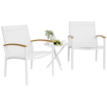 Imagem de Conjunto de Bistrô de 3 Peças Shintenchi, Móveis de Pátio Pequenos com Cadeiras de Balanço de Tecido Textilene para Varanda