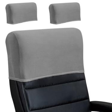 Imagem de Buenanir Capa elástica para encosto de cabeça, protetor de cabeça de seda de leite para cadeiras de escritório, capas de descanso de cabeça para cadeiras de computador com encosto alto, móveis