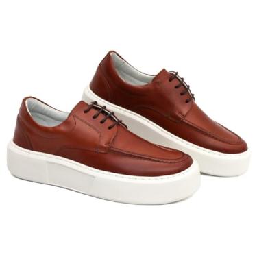 Imagem de Tênis Confort Masculino em Couro Premium Solado Alto Estilo Urbano Sofisticado