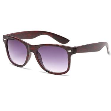 Imagem de Óculos de sol quadrados com estampa de madeira falsa Armear Retro Vintage, Red Wood Print,grey Gradient, Small