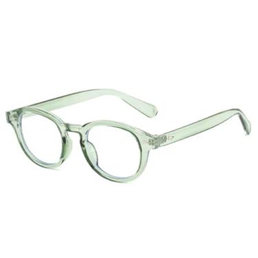 Imagem de Óculos de sol masculino retrô oval com rebites, proteção UV400, tendência punk, transparente, degradê, feminino (verde transparente)