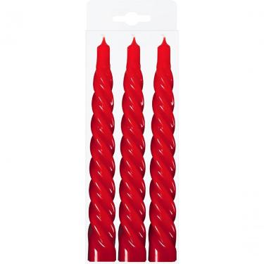 Imagem de Kit 3 Vela Decoração Natalina Vermelha Torcida 20cm