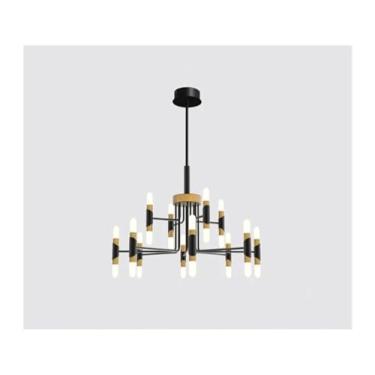 Imagem de Lustre de teto moderno de luxo LED preto compatível com sala de estar, restaurante, quarto, luminária suspensa, decoração de casa, luz de teto de cristal moderna para sala de estar