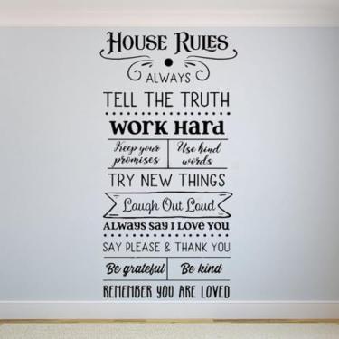 Imagem de Inspiring Family Rules: Happy Love Laugh Adesivos de parede autoadesivos removíveis 70 x 143 cm
