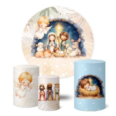 Imagem de Trio Capas Cilindro + Painel Festa Redondo 1,50m Natal (K1NAT107)