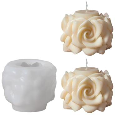 Imagem de Molde de silicone para vela de pilar rosa, molde de coluna de flores 3D para fazer velas faça você mesmo, fazer sabonete, fundição de resina, dia dos namorados, dia das mães, decoração de casamento