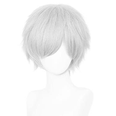 Imagem de Peruca LABEAUTÉ Short Grey para Homens Anime Fluffy Golden Cosplay