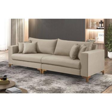 Imagem de Sofá Fixo 5 Lugares M-197 2,60m ? Molas Bonnel, Almofadas Soltas e Revestimento em Linho - Estofados Martins