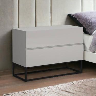 Imagem de Mesa De Cabeceira Linha Eros 60cm Comprimento MDF/MDP Com Base Metalon