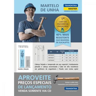 Imagem de Martelo de Unha 27 mm Tramontina com Cabo em Polimero de Engenharia