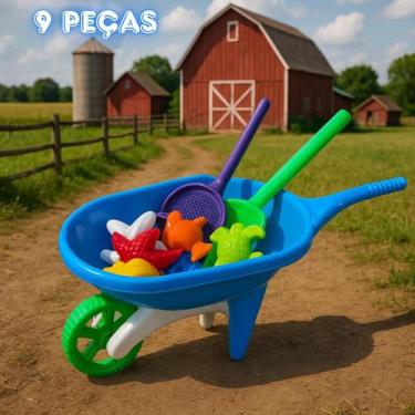 Imagem de Carrinho De Mão Radical RB15 Azul Com Acessórios Brinquedo Infantil Pr