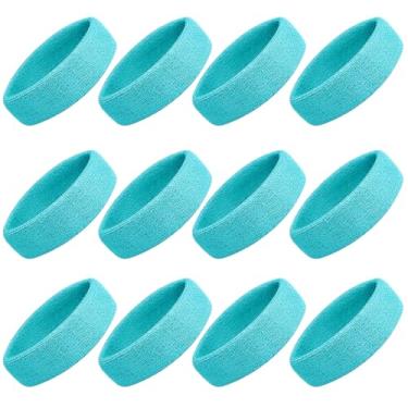 Imagem de Bandanas esportivas para homens e mulheres, 12 unidades de faixas de cabeça de suor com absorção de umidade, faixas esportivas de algodão para basquete, exercícios atléticos, corrida, ioga