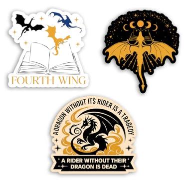 Imagem de Conjunto de 3 peças Dragon A Dragon Without Its Rider is A Tragedy Fourth Wing Sticker ACOTAR Bookish Fantasy Reader Book Lover à prova d'água 5 cm de vinil cortado para garrafa de água, laptop