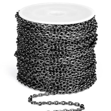 Imagem de Corrente de cabo rolo preto de 1,8 m a granel, 3,0 mm 304 aço inoxidável bronze preto corte diamante oval rolo de corrente de elos para fabricação de joias