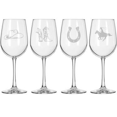 Imagem de MIP Conjunto de 4 taças de vinho para coleção cowboy de presente de vinho tinto ou branco (haste de 473 ml de altura)