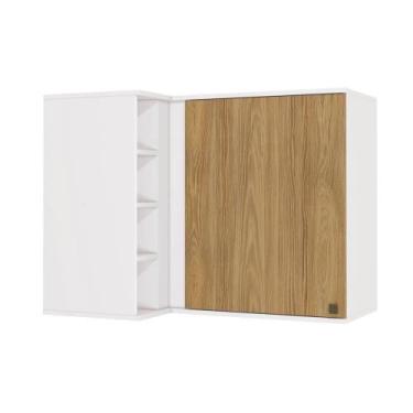 Imagem de Armário Aéreo De Canto Reto Celeste Mdf 1 Porta 4 Nichos - KAPPESBERG