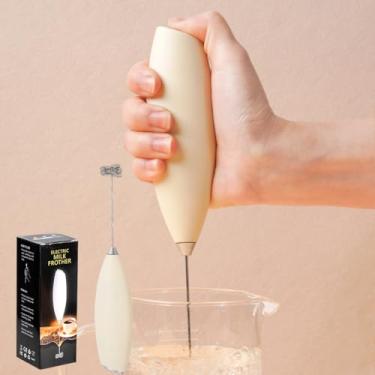 Imagem de 1 espumador de café portátil, mini batedeira com batedor de aço inoxidável, espumador de leite portátil ajustável para cappuccinos, chocolate quente, milkshakes, mistura de ovos (amarelo)