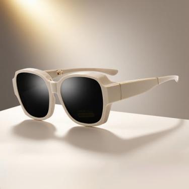 Imagem de Óculos de sol Fit Over para mulheres e homens, óculos de sol polarizados, leves, quadrados, grandes para viagens, Marrom