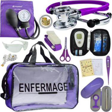 Imagem de Kit Enfermagem Cores Bolsa Top Premium + Medidor Glicose - Love Saude,