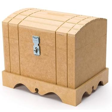 Imagem de Cofrinho de Dinheiro, Caixa Baú Cofre Urna com Fecho Cadeado em Mdf Cru(Não Acompanha Cadeado)