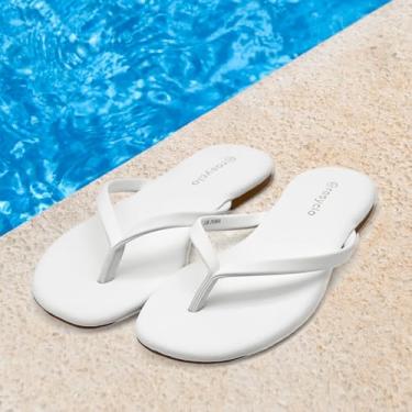 Imagem de Chinelo feminino, sandálias femininas de espuma viscoelástica de verão 2025 - Tendências de couro vegano, leve, macio, confortável, nuvem, chinelos femininos baratos essenciais para a praia, Branco