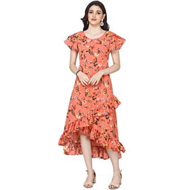 Imagem de OOMPH! Vestidos midi femininos Western & Fusion, Laranja marmelada, GG