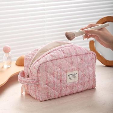 Imagem de Bolsa de maquiagem feminina com grande capacidade, bolsa de maquiagem elegante, rosa, Bolsa de maquiagem