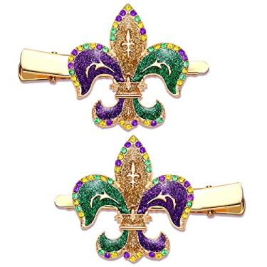 Imagem de Grampos de cabelo femininos de carnaval com glitter, chapéu de da corte, máscara, flor de lis, grampo de jacaré, terça-feira, acessório de cabelo de carnaval, presentes de festa