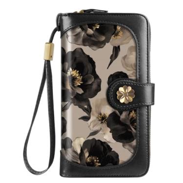 Imagem de Coco Rossi Carteiras femininas com vários porta-cartões, carteira de embreagem, porta-cartões, organizadora, bolsa feminina com alça de pulso, Rosa champanhe, long purse