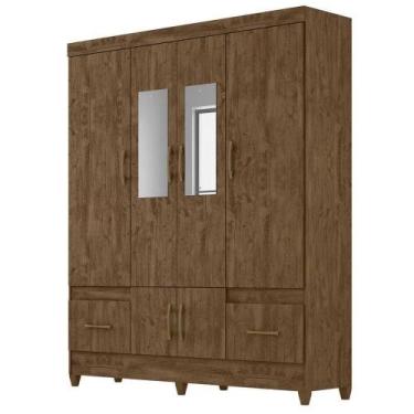 Imagem de Guarda Roupa Casal Ms912 6p Espelho 165 Cm Castanho Wood - MOVAL MOVÉI