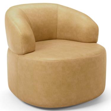 Imagem de Poltrona Giratória Orgânica Para Sala De Estar Living Helena L02 Couríssimo Fendi - Lyam Decor